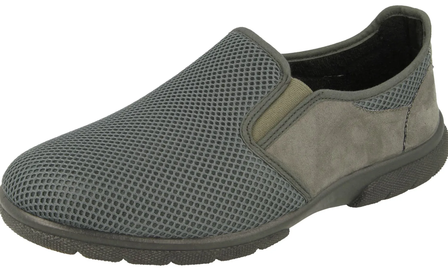 Mens Wide Fit Slip On Stretch Fabric House Shoe - Cairo<DB Wider Fit Shoes Fashion