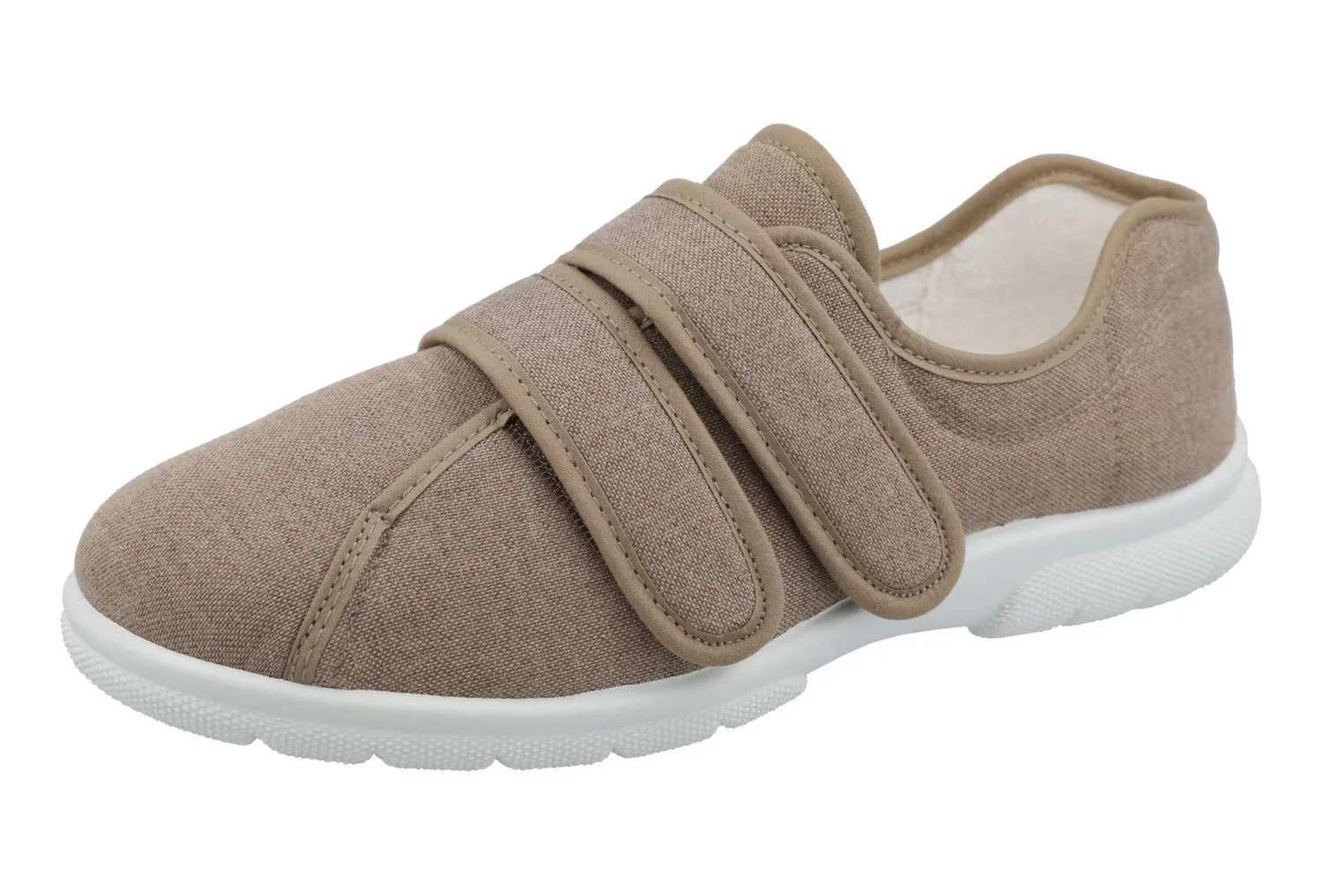 Mens Wide Fit Touch Strap Easy Access Canvas Shoes - Harris<DB Wider Fit Shoes Outlet