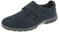 Mens Wide Fit Touch Strap Stretch Fabric House Shoe - Desmond<DB Wider Fit Shoes New