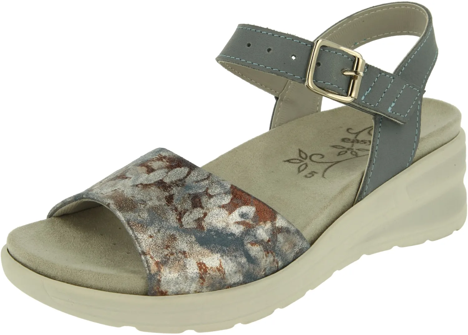 Womens Wide Fit Adjustable Strap Sandals - Nightjar<DB Wider Fit Shoes Discount