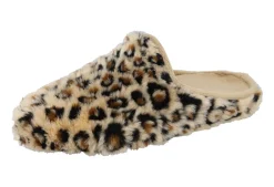 Womens Wide Fit Animal Print Mule Slippers - Bittern<DB Wider Fit Shoes Fashion