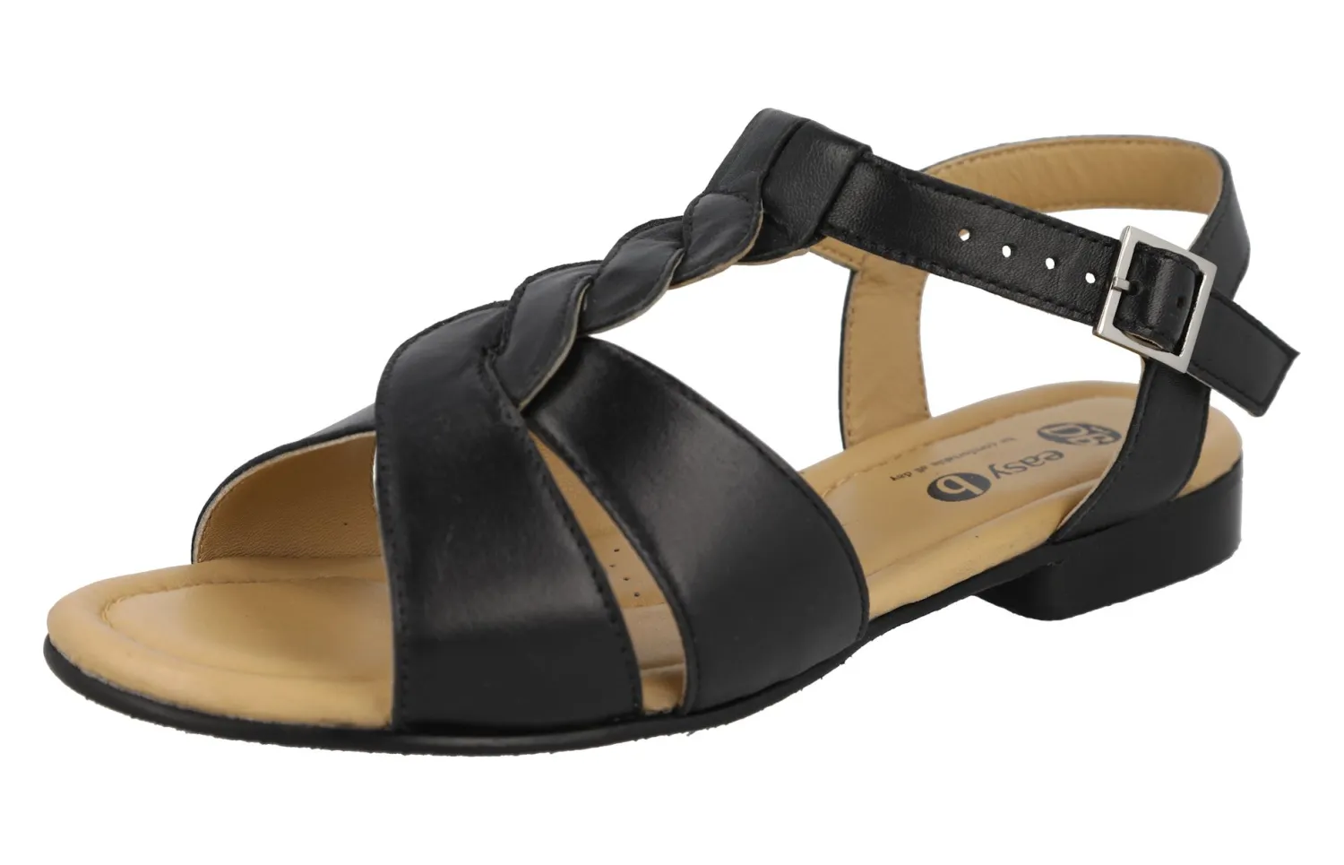 Womens Wide Fit Buckle Fastening Flat Sandals - Burma<DB Wider Fit Shoes Clearance