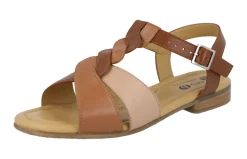 Womens Wide Fit Buckle Fastening Flat Sandals - Burma<DB Wider Fit Shoes Clearance