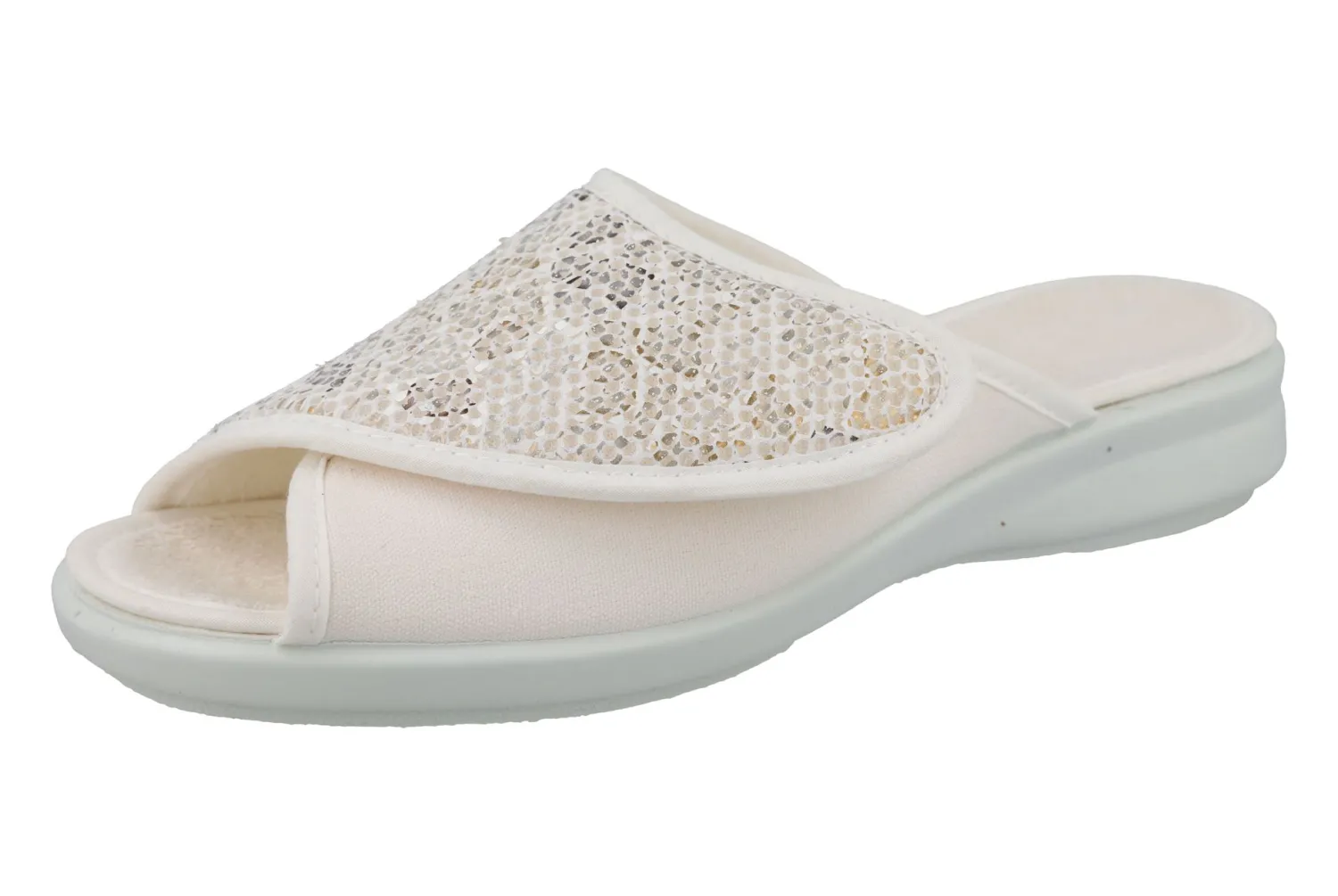 Womens Wide Fit Easy Access Slide Mule Canvas Shoes - Tasha<DB Wider Fit Shoes New