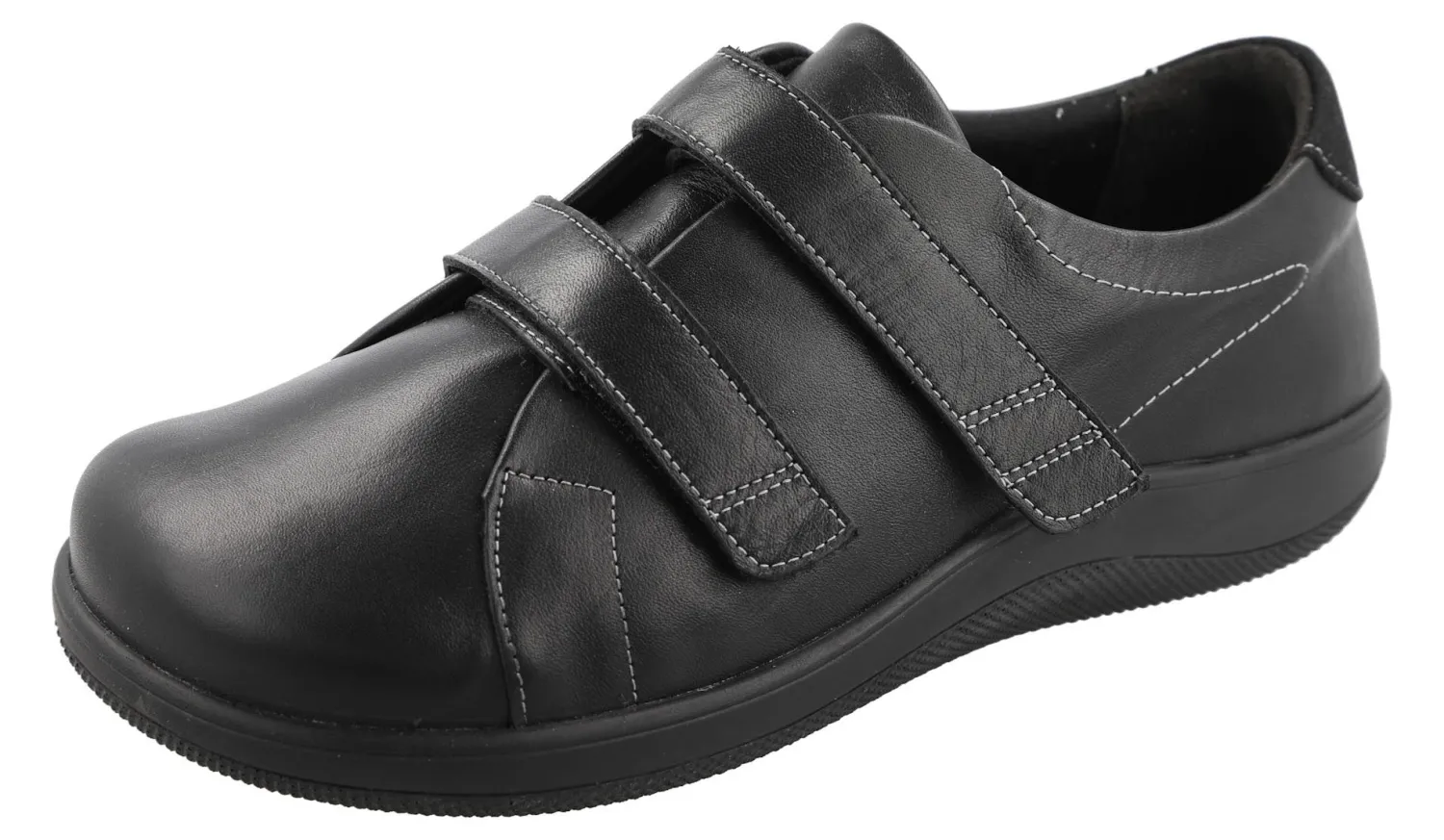 Womens Wide Fit Easy Entry Strap Fastening Flat Shoes - Scott<DB Wider Fit Shoes Online