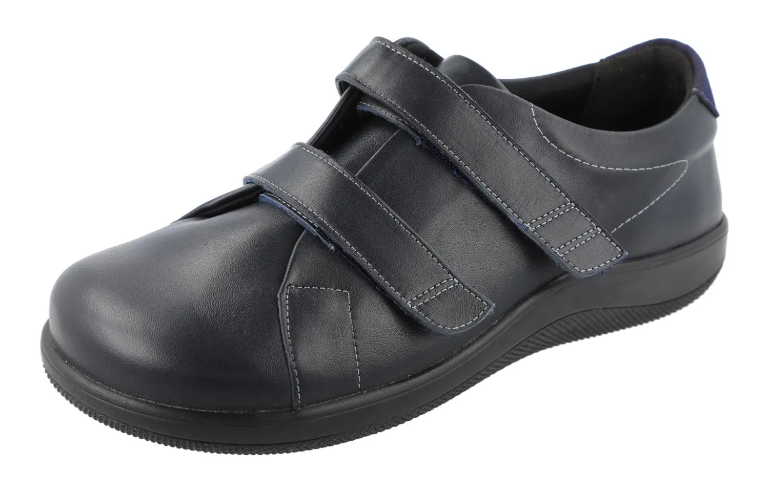 Womens Wide Fit Easy Entry Strap Fastening Flat Shoes - Scott<DB Wider Fit Shoes Online