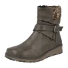 Womens Wide Fit Faux Leather Zip Fastening Ankle Boots - Mink<DB Wider Fit Shoes Fashion