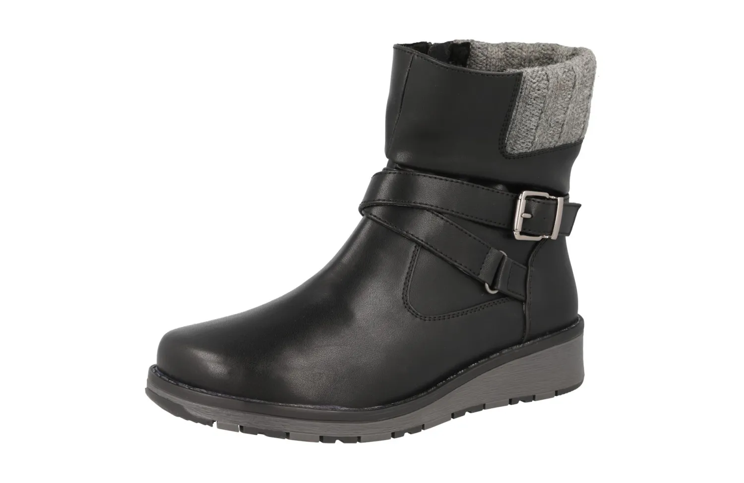 Womens Wide Fit Faux Leather Zip Fastening Ankle Boots - Mink<DB Wider Fit Shoes Fashion
