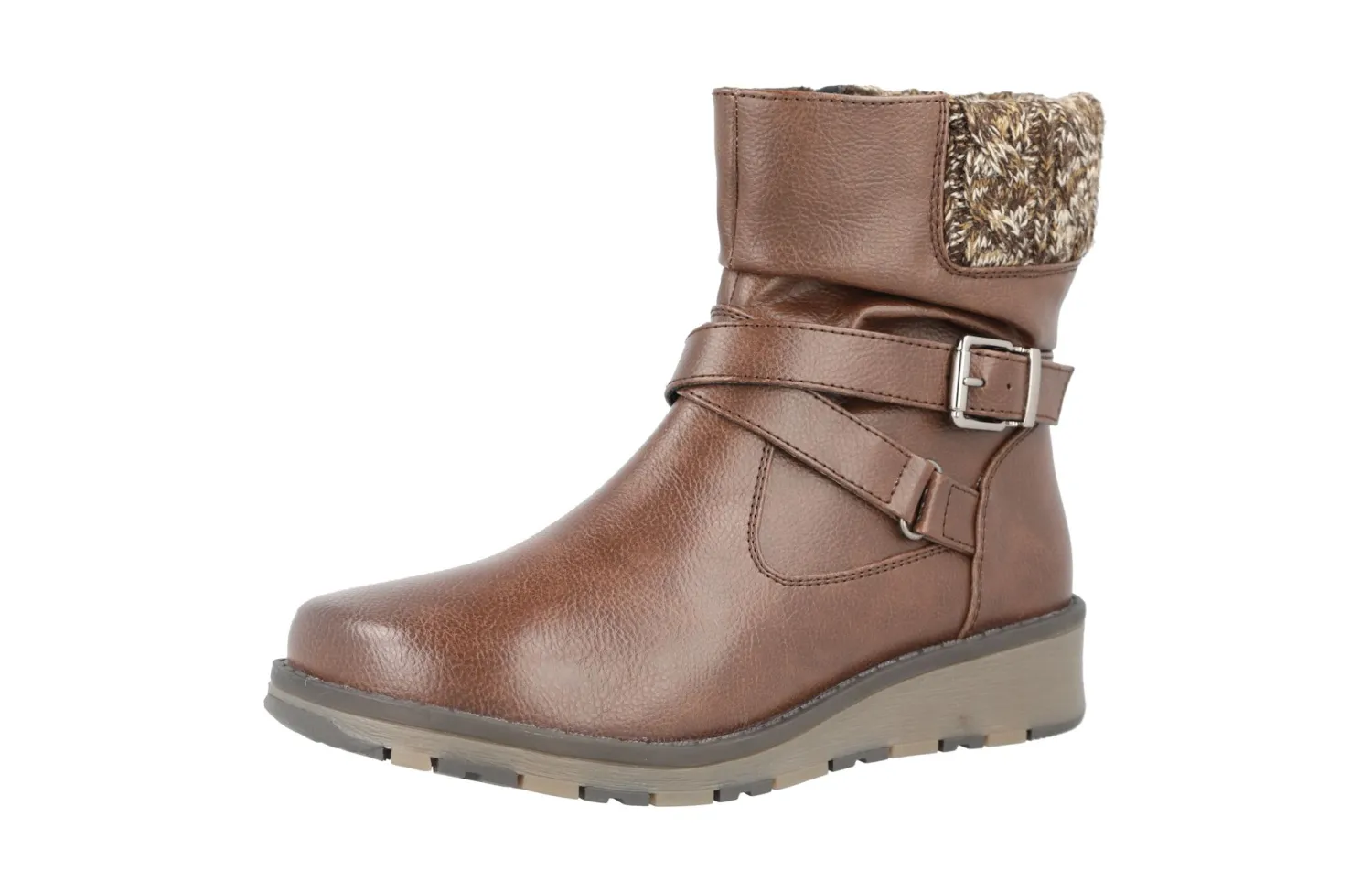 Womens Wide Fit Faux Leather Zip Fastening Ankle Boots - Mink<DB Wider Fit Shoes Fashion