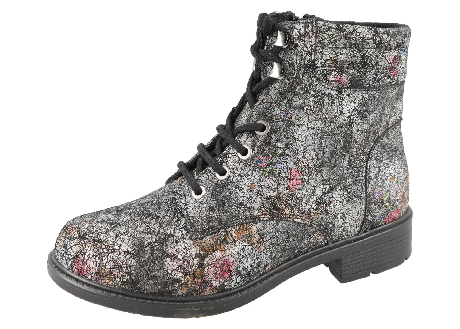 Womens Wide Fit Floral Print Lace Ankle Boots - Kestrel<DB Wider Fit Shoes Outlet