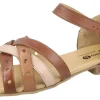 Womens Wide Fit Full Back Flat Sandal - Okra<DB Wider Fit Shoes Discount