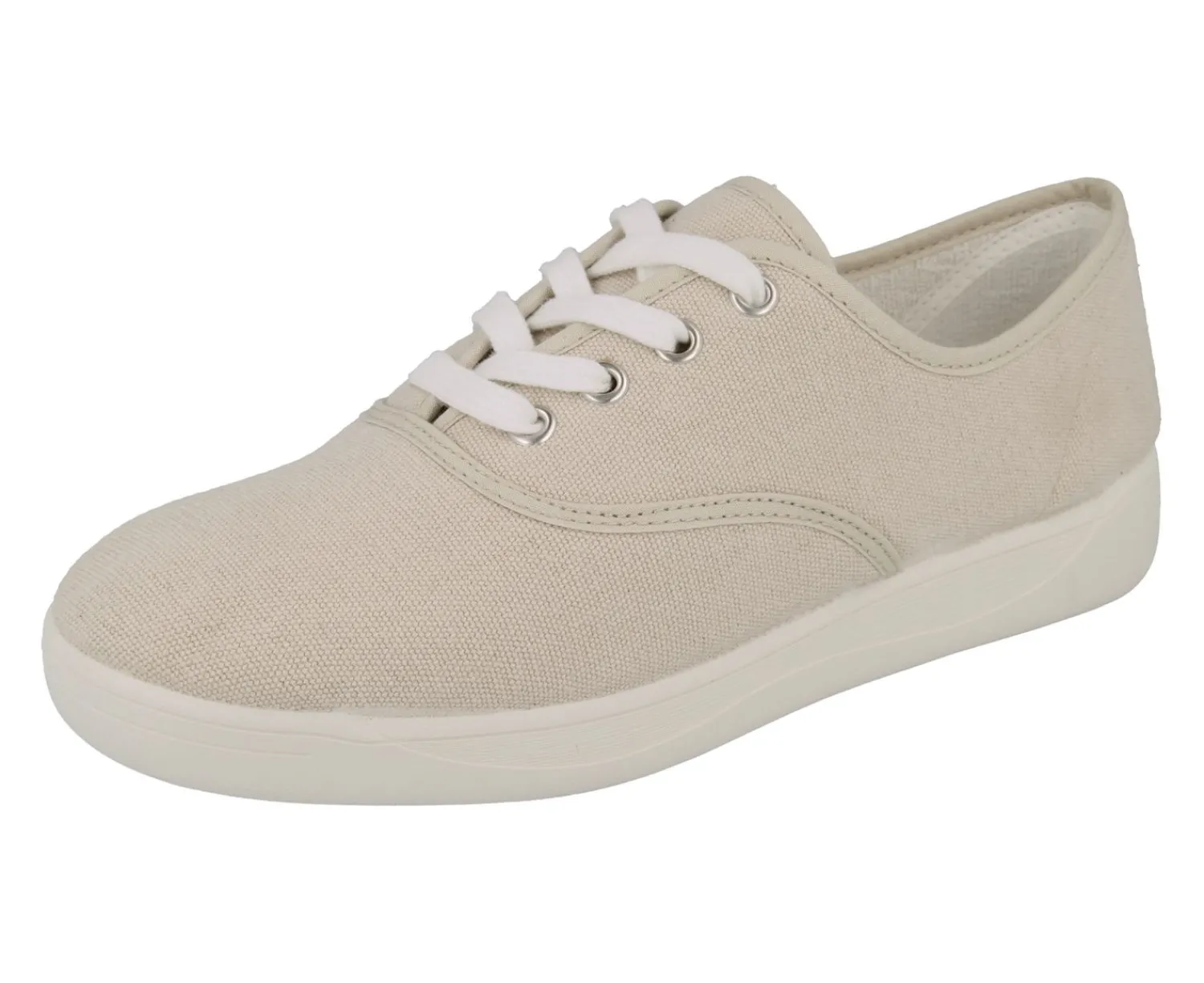 Womens Wide Fit Lace Up Canvas Pumps - Banff<DB Wider Fit Shoes Sale
