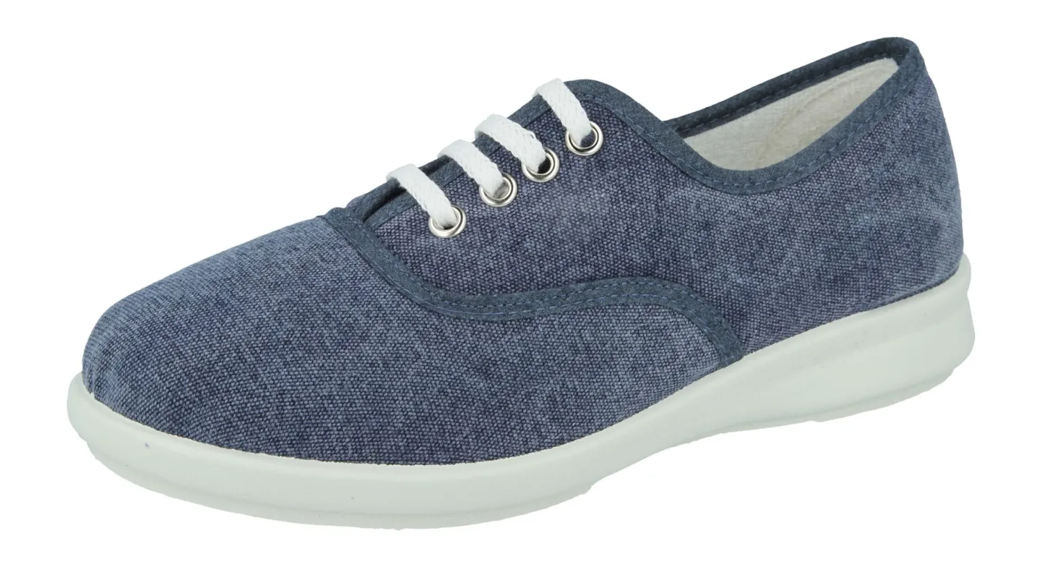 Womens Wide Fit Lace Up Canvas Shoes - Tara<DB Wider Fit Shoes Sale