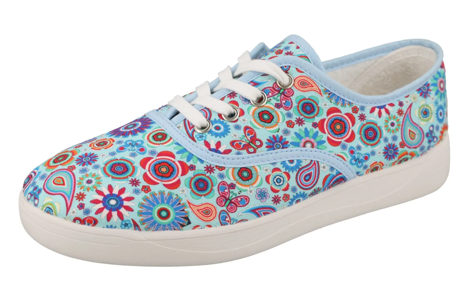 Womens Wide Fit Lace Up Canvas Shoes - Charlie<DB Wider Fit Shoes Discount
