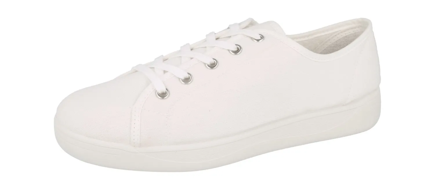 Womens Wide Fit Lace Up Canvas Pumps - Yoko<DB Wider Fit Shoes Outlet