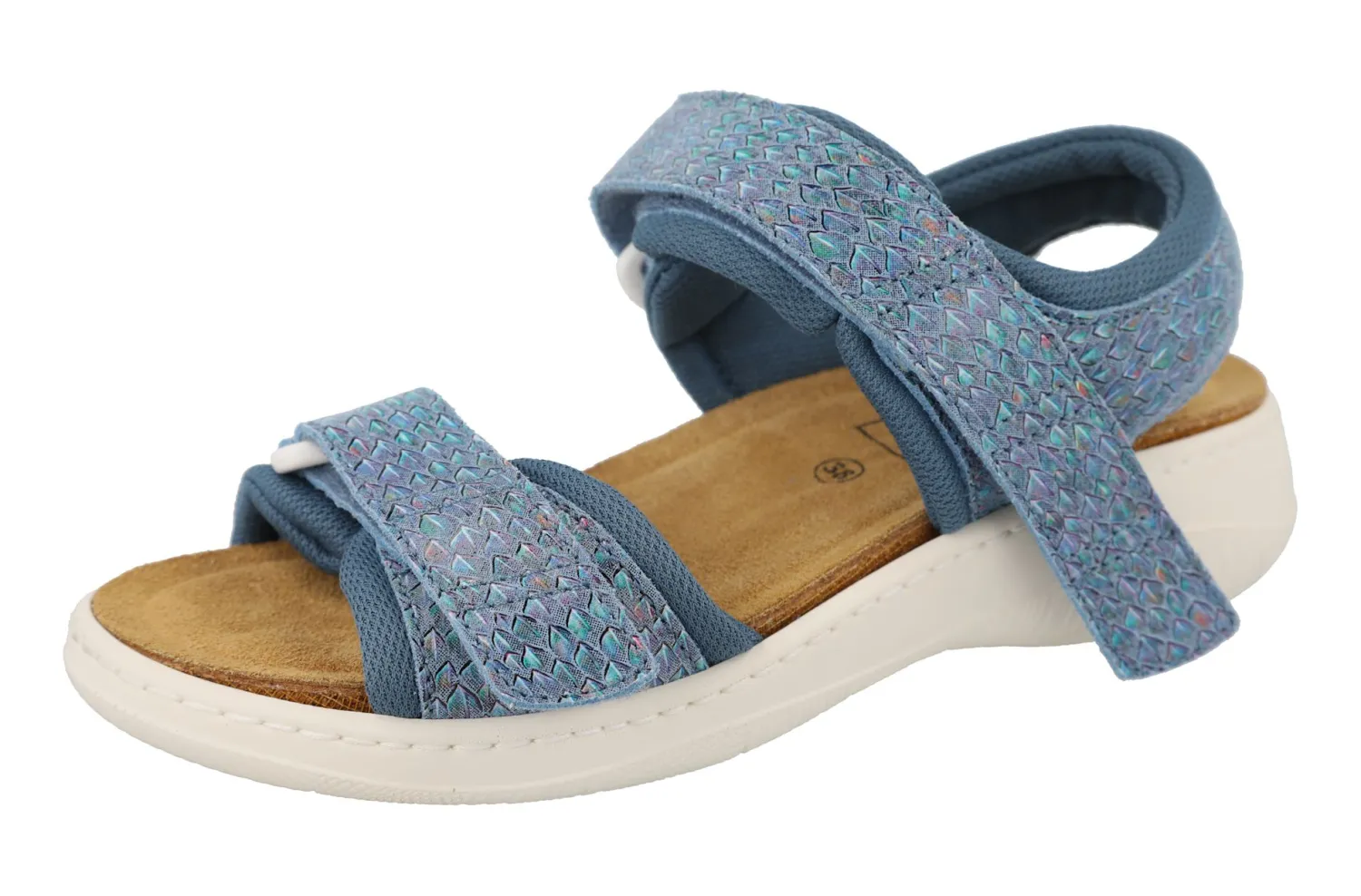 Womens Wide Fit Pull Back Strap Flat Sandals - Teal<DB Wider Fit Shoes Outlet