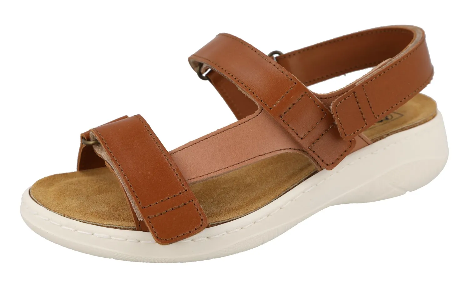 Womens Wide Fit Pull Back Strap Flat Sandals - Kittiwake<DB Wider Fit Shoes Discount