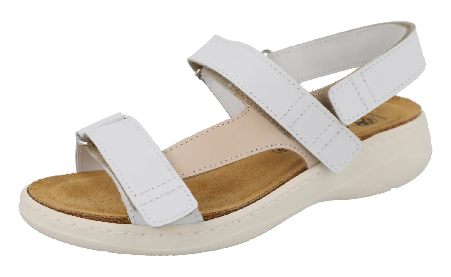 Womens Wide Fit Pull Back Strap Flat Sandals - Kittiwake<DB Wider Fit Shoes Discount