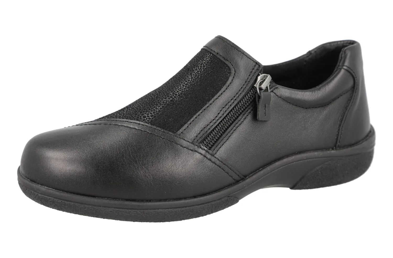 Womens Wide Fit Side Zip Easy Access Casual Shoes - Woodlands<DB Wider Fit Shoes New