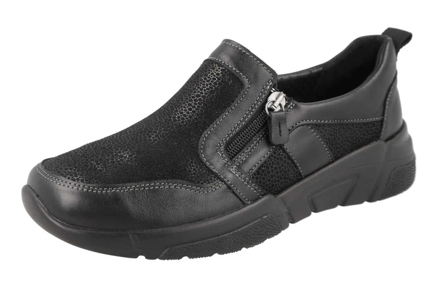 Womens Wide Fit Side Zip Easy Access Casual Shoes - Worth<DB Wider Fit Shoes Clearance