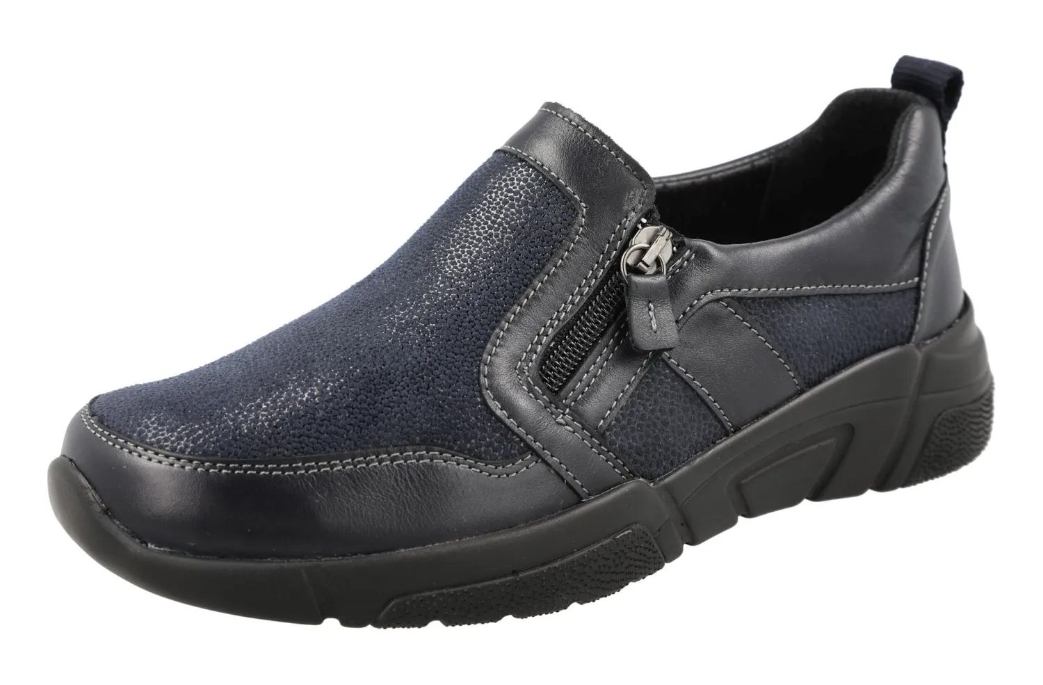 Womens Wide Fit Side Zip Easy Access Casual Shoes - Worth<DB Wider Fit Shoes Clearance