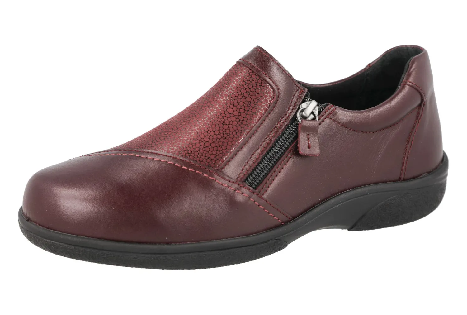 Womens Wide Fit Side Zip Easy Access Casual Shoes - Woodlands<DB Wider Fit Shoes New