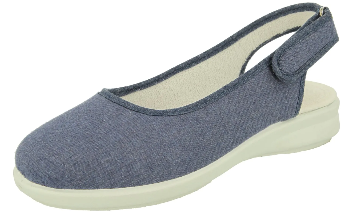 Womens Wide Fit Slingback Canvas Shoes - Madonna<DB Wider Fit Shoes Discount