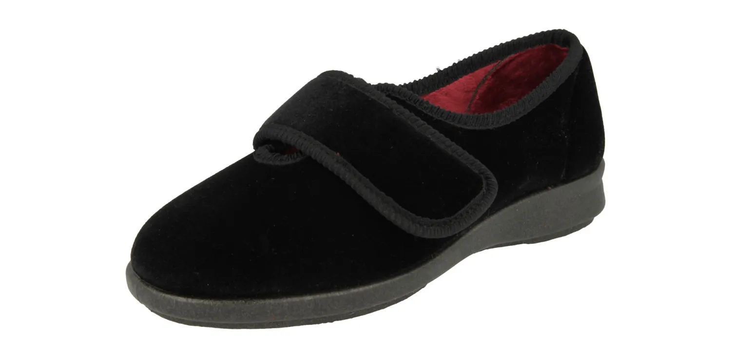 Womens Wide Fit Stretch Fabric Slippers - Nellie<DB Wider Fit Shoes Best