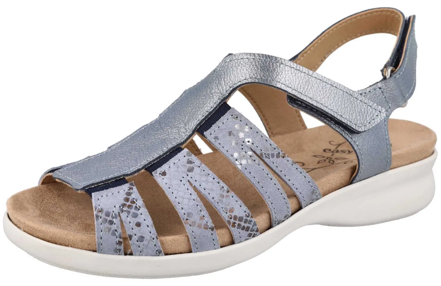 Womens Wide Fit Stretch Flat Sandal - Treasure<DB Wider Fit Shoes Sale