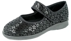 Womens Wide Fit Stretch Fabric Mary Jane House Shoes - Vermont<DB Wider Fit Shoes Discount