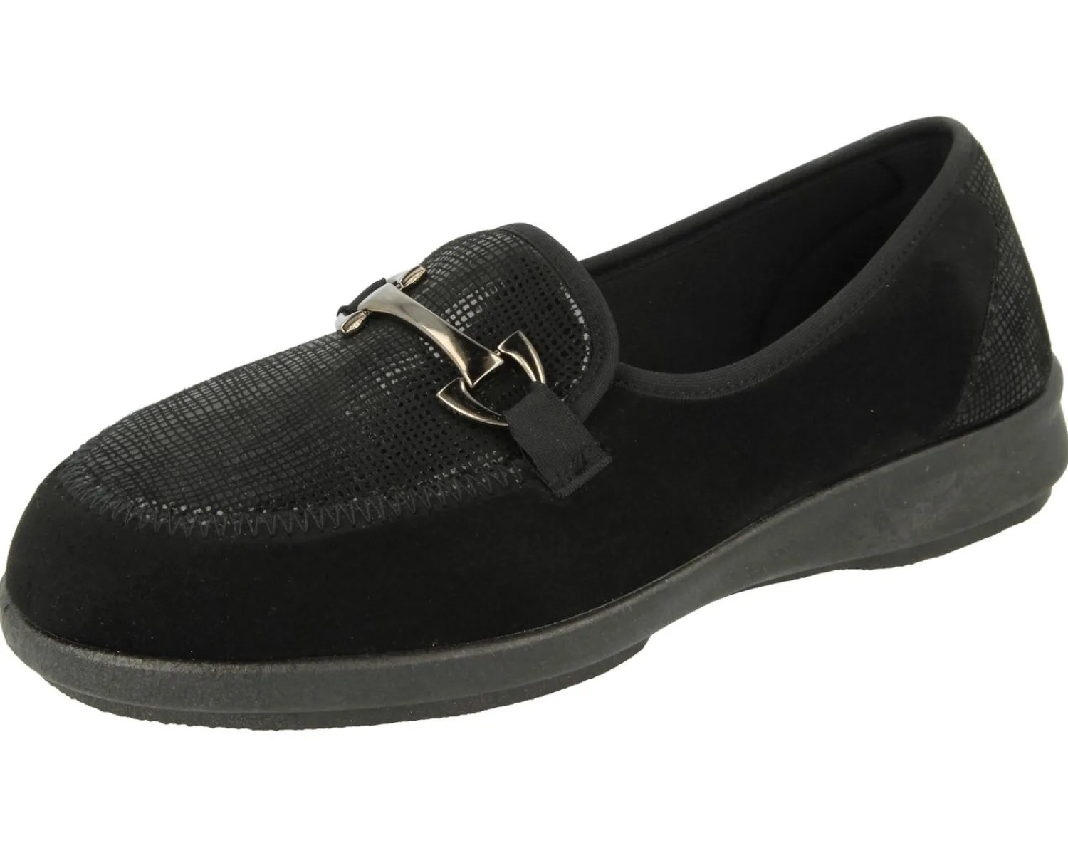 Womens Wide Fit Stretch Fabric Slip On House Shoes - Aster<DB Wider Fit Shoes Clearance