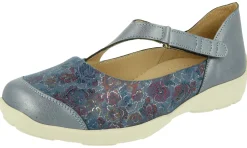 Womens Wide Fit Stretch Fabric Touch Strap Shoes - Gannet<DB Wider Fit Shoes Outlet