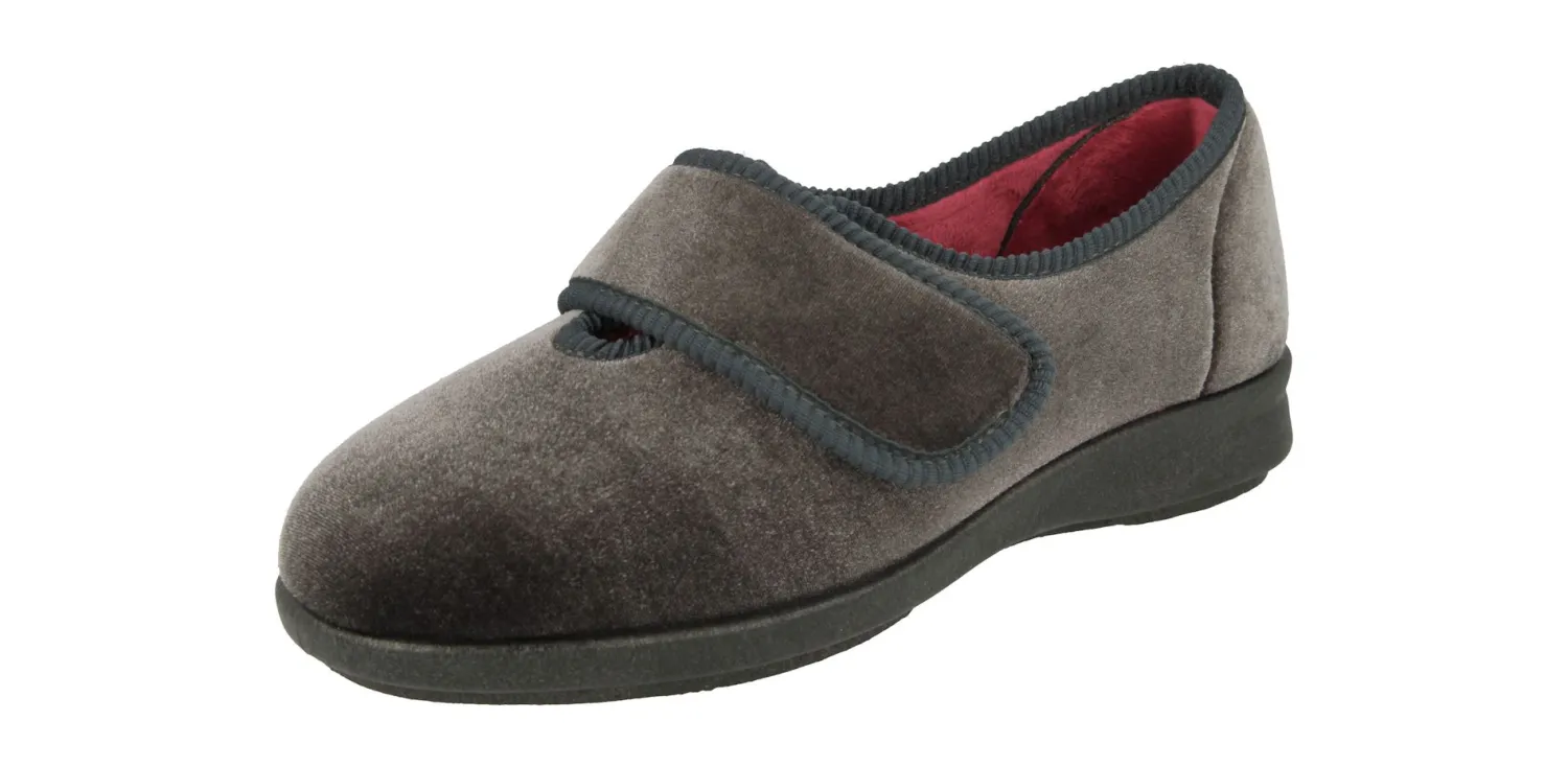 Womens Wide Fit Stretch Fabric Slippers - Nellie<DB Wider Fit Shoes Best