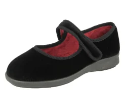 Womens Wide Fit Stretch Fabric Mary Jane Slippers - Whitby<DB Wider Fit Shoes Online