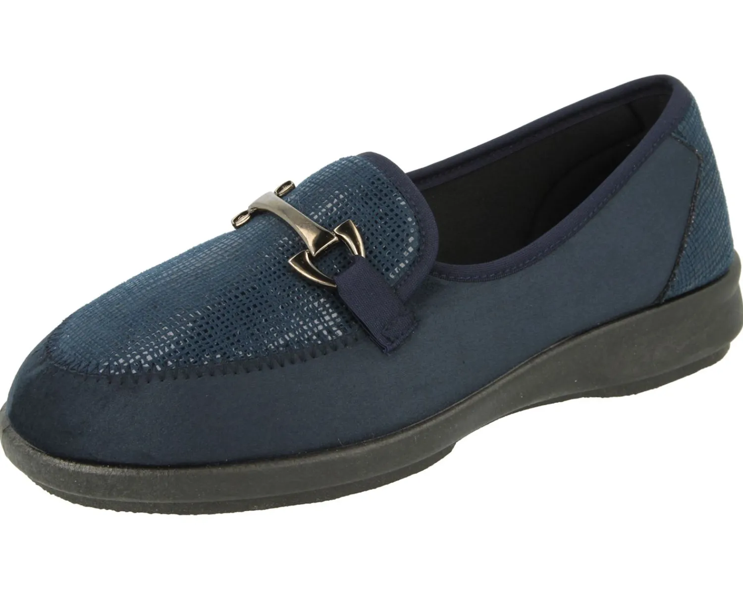 Womens Wide Fit Stretch Fabric Slip On House Shoes - Aster<DB Wider Fit Shoes Clearance