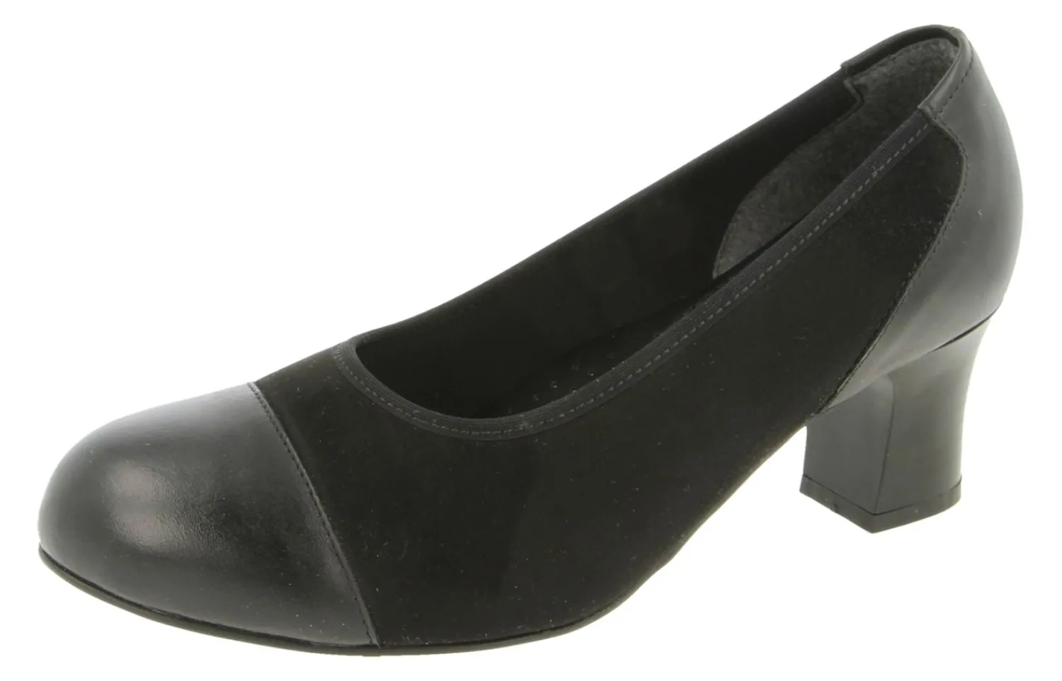 Womens Wide Fit Stretch Panel Court Shoes - Farne<DB Wider Fit Shoes New