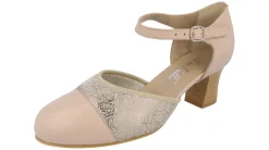 Womens Wide Fit Stretch Panel Ankle Strap Court Shoe - Delilah<DB Wider Fit Shoes Fashion
