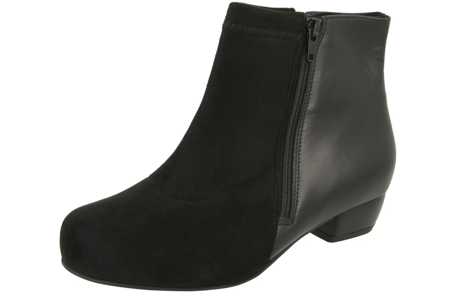 Womens Wide Fit Stretch Panel Mid Heel Boots - Winton<DB Wider Fit Shoes New