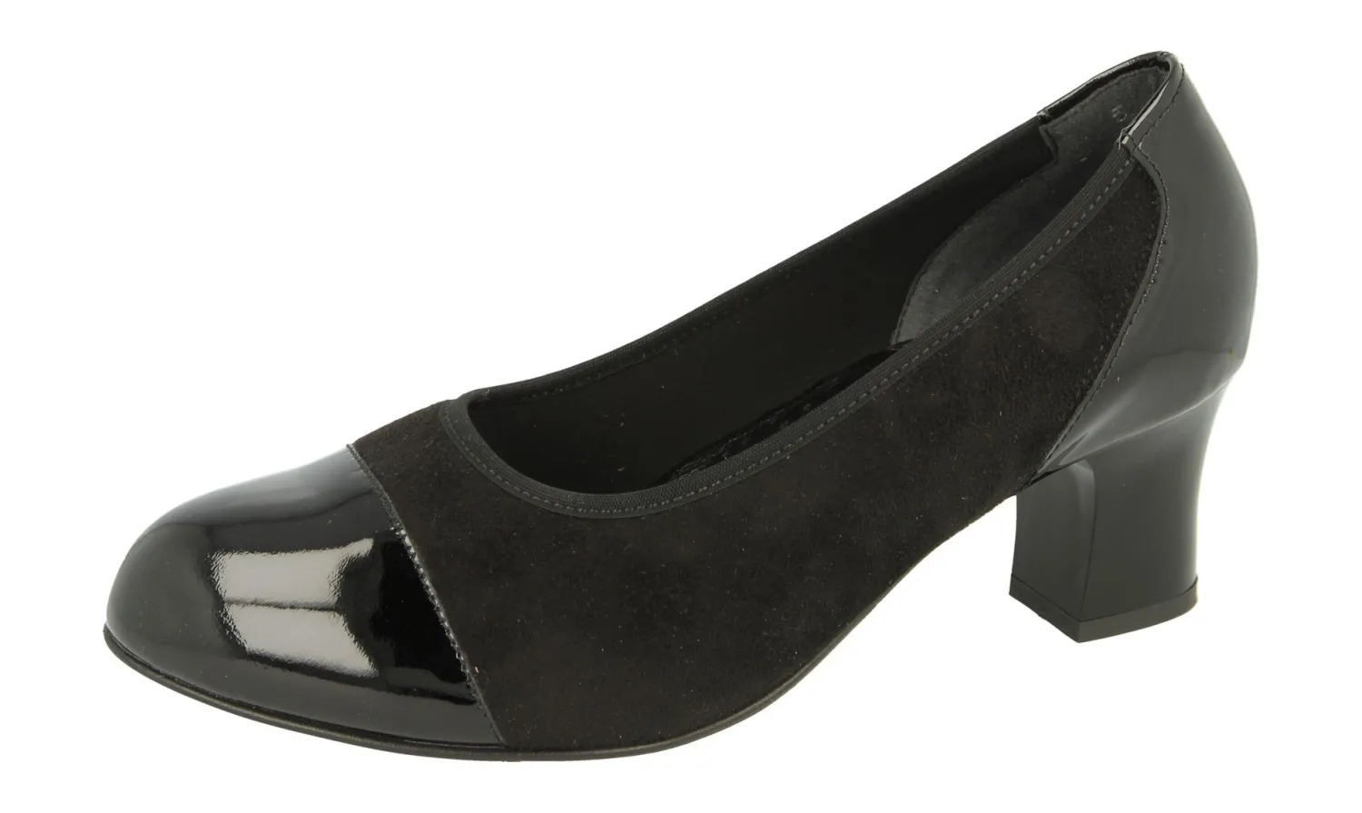 Womens Wide Fit Stretch Panel Court Shoes - Farne<DB Wider Fit Shoes New