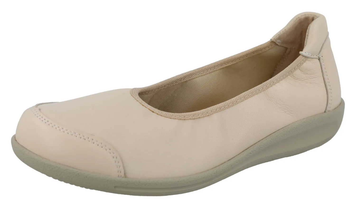 Womens Wide Fit Stretch Pump Court Flat Shoes - Whitethroat<DB Wider Fit Shoes Fashion