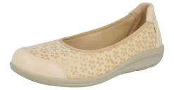 Womens Wide Fit Stretch Upper Pump Court Flat Shoes - Auk<DB Wider Fit Shoes Discount
