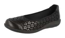 Womens Wide Fit Stretch Upper Pump Court Flat Shoes - Auk<DB Wider Fit Shoes Discount