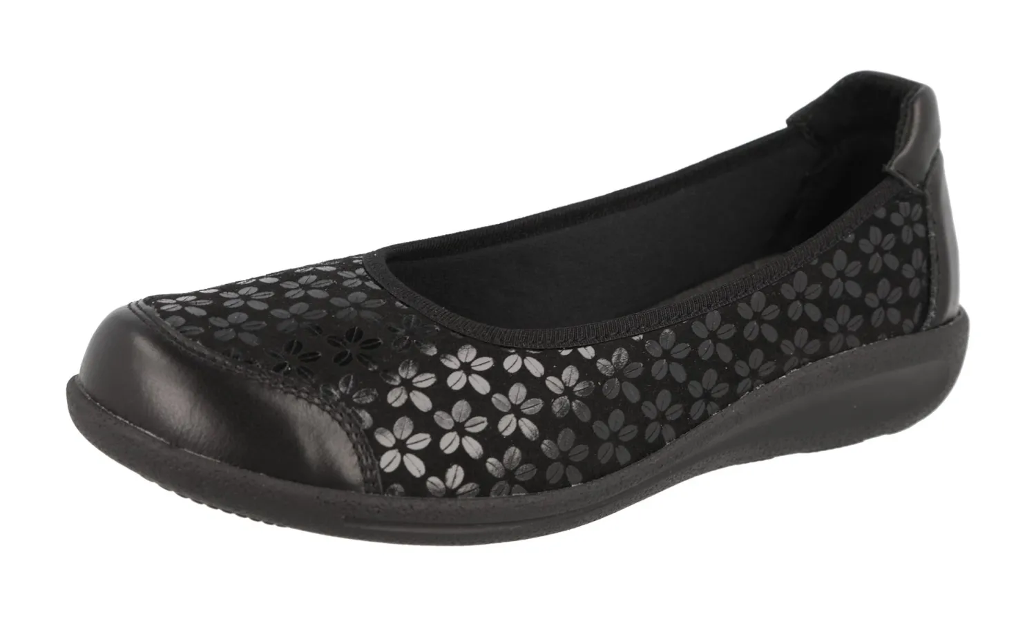 Womens Wide Fit Stretch Upper Pump Court Flat Shoes - Auk<DB Wider Fit Shoes Discount