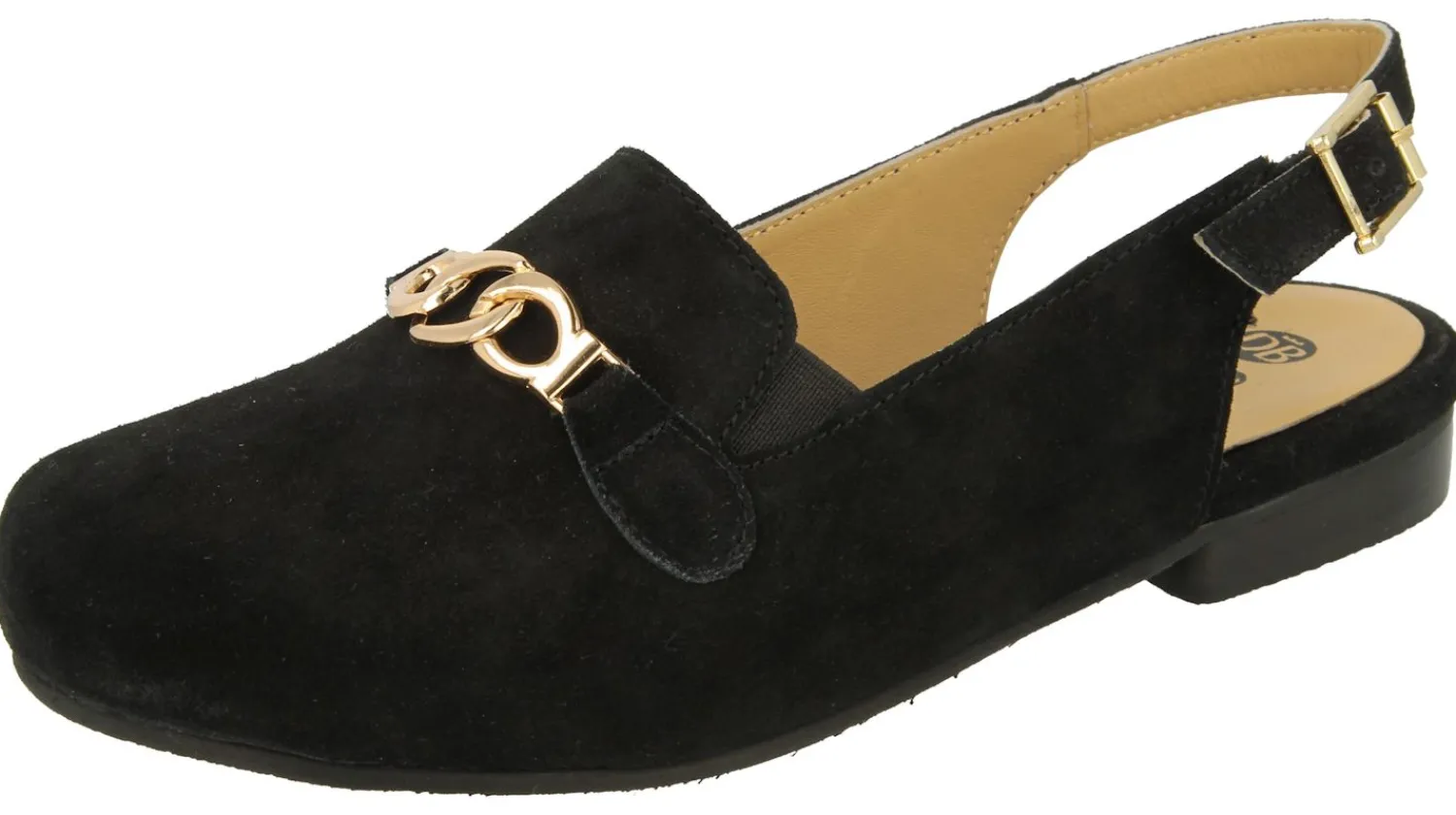 Womens Wide Fit Stylish Slingback Flat Shoes - Katrina<DB Wider Fit Shoes Outlet