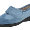 Womens Wide Fit Touch Fastening Easy Entry Slippers - Fountain<DB Wider Fit Shoes New