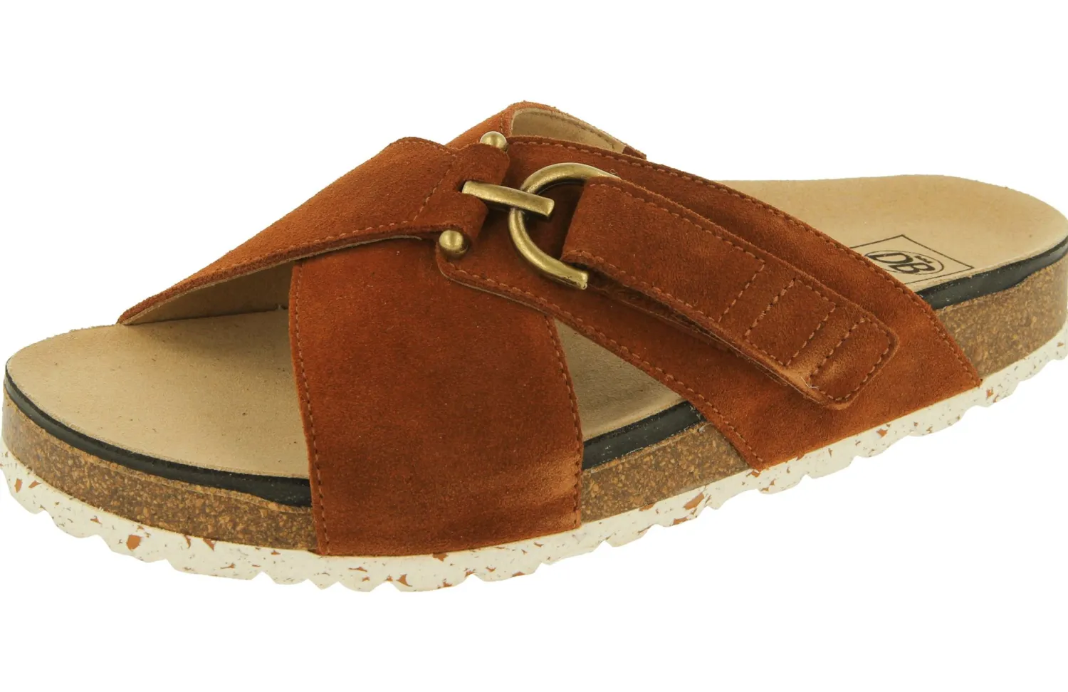 Womens Wide Fit Touch Fastening Footbed Slide Mule Sandals - Raja<DB Wider Fit Shoes New