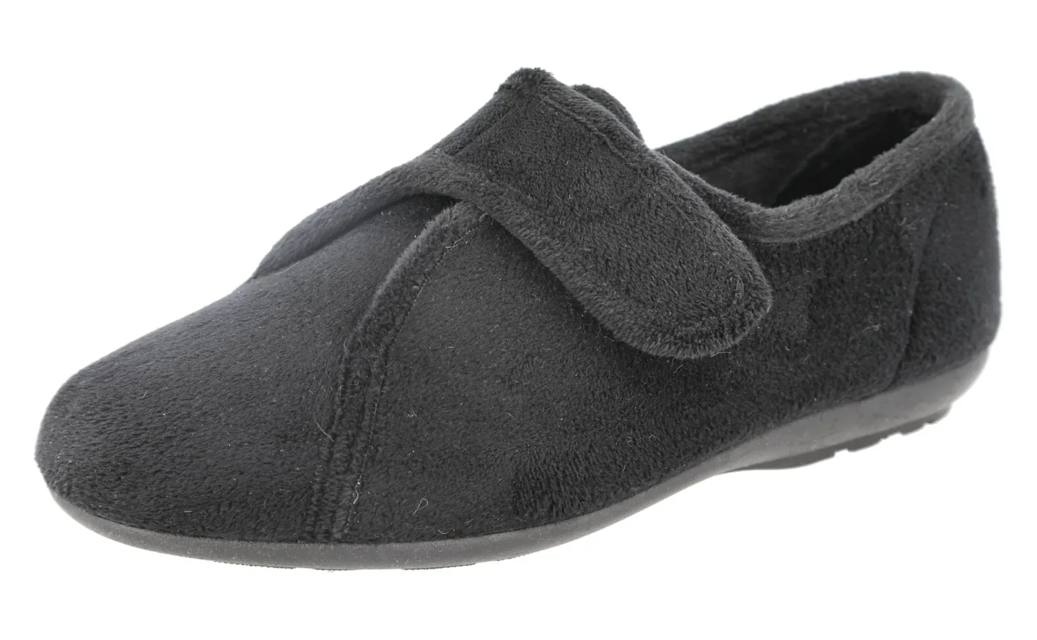 Womens Wide Fit Touch Fastening Easy Entry Slippers - Ivy<DB Wider Fit Shoes Hot