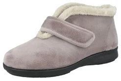 Womens Wide Fit Touch Fastening Boot Slippers  - Vincent<DB Wider Fit Shoes Best