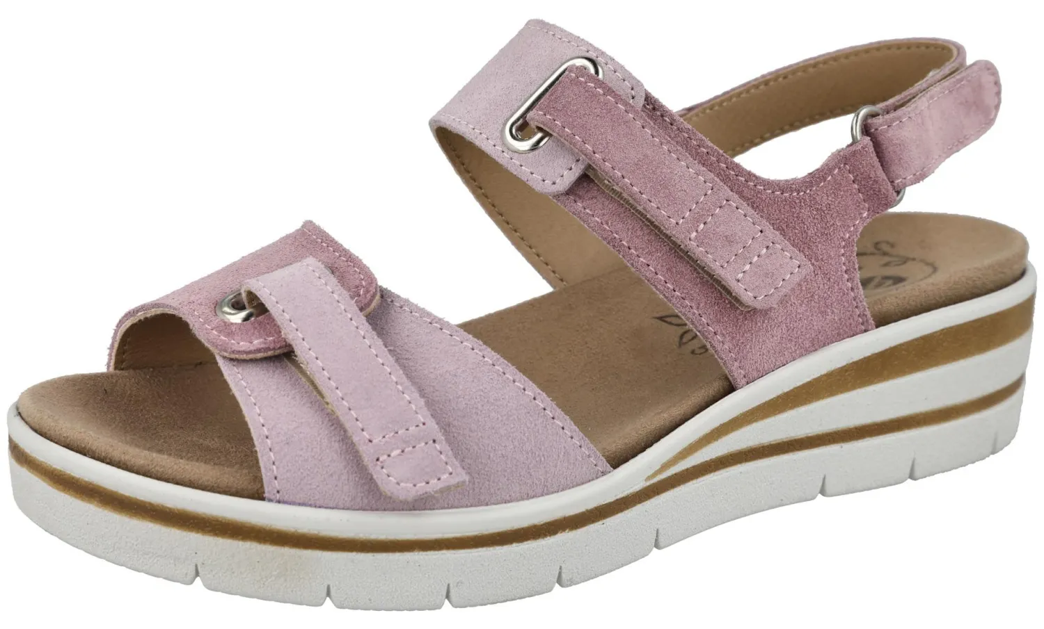 Womens Wide Fit Touch Fasten Wedge Sandal - Palm<DB Wider Fit Shoes Outlet