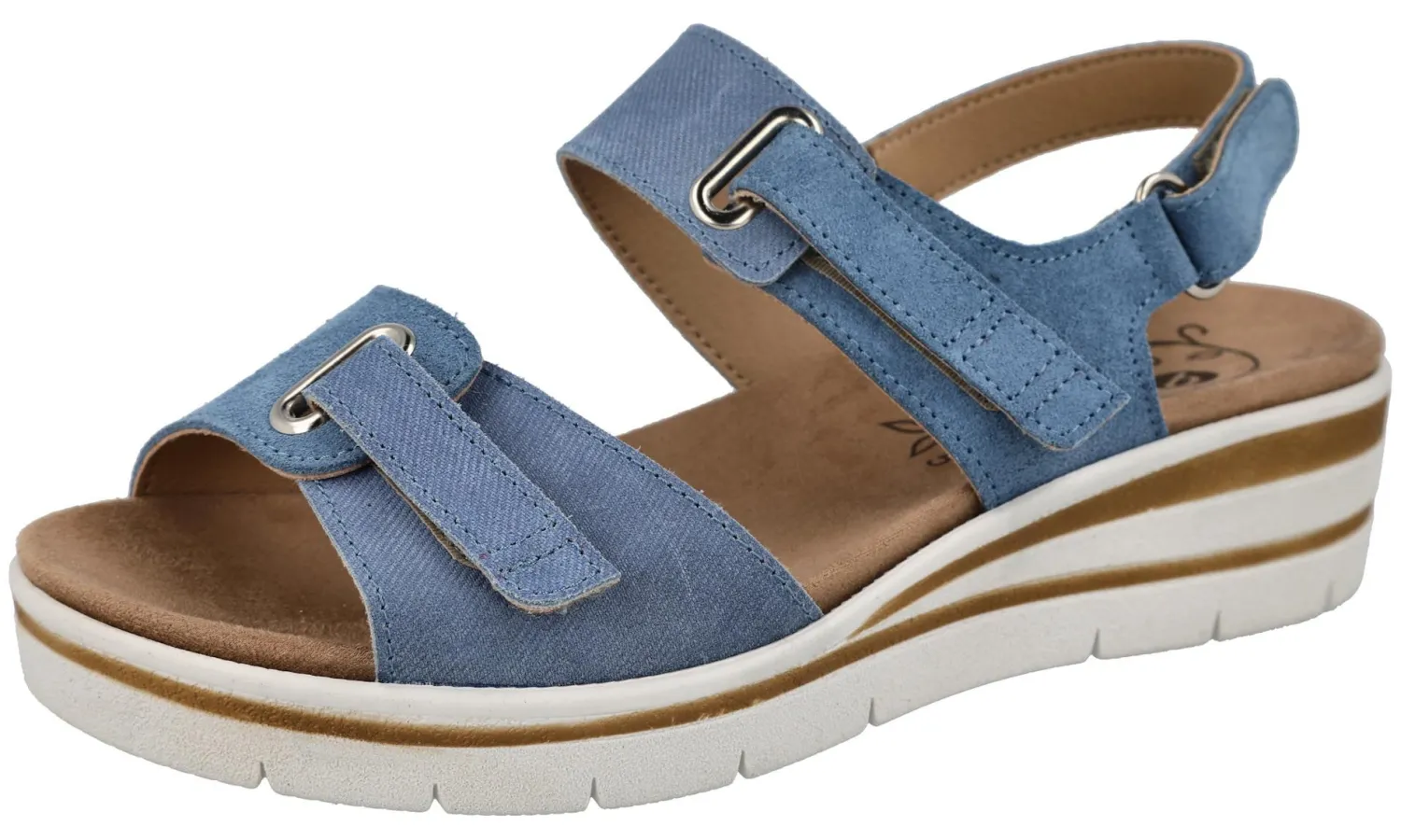 Womens Wide Fit Touch Fasten Wedge Sandal - Palm<DB Wider Fit Shoes Outlet
